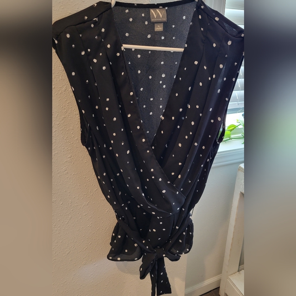 Worthington Black W/ White Polka Dots. Material Belt Elastic Waist XL